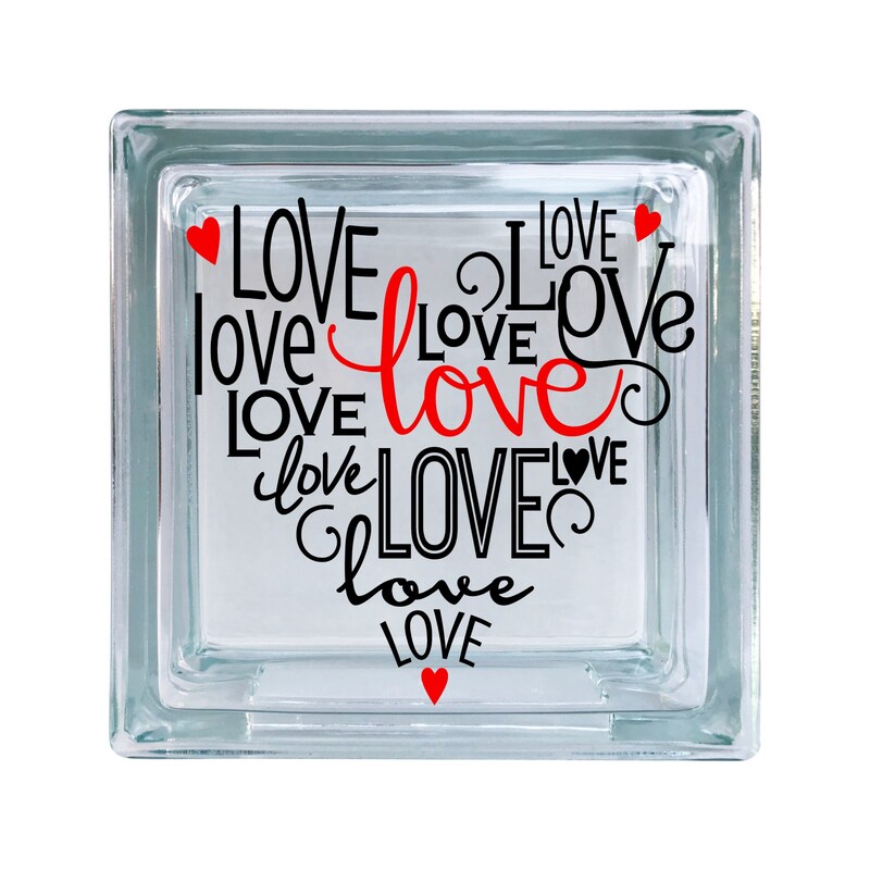 Love Heart Marriage Wedding Inspirational Vinyl Decal For Glass Blocks, Car, Computer, Wreath, Tile, Frames, A